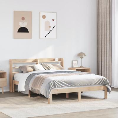 Bedframe met hoofdbord massief grenenhout 200x200 cm