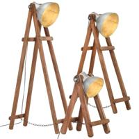 Vloerlampen 3 st E27 massief mangohout zilverkleurig - thumbnail