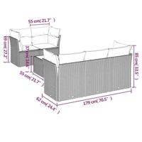6-delige Loungeset met kussens poly rattan zwart - thumbnail