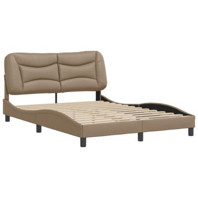 Bedframe met hoofdbord kunstleer cappuccinokleurig 120x200 cm