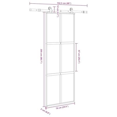 VidaXL Schuifdeur met beslag 76x205 cm gehard glas en aluminium