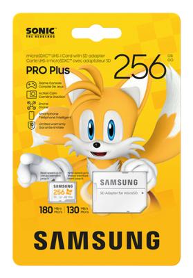 Samsung Sonic the Hedgehog PRO Plus microSD Card 256GB Micro SD-kaart Grijs - thumbnail