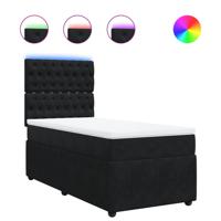 Boxspring met matras fluweel zwart 140x190 cm - thumbnail