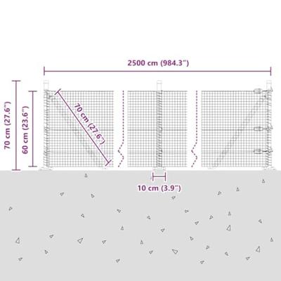 VidaXL Afrasteringspaal zilver 25 x 0,6 m (19 x 19 mm gaas) staal