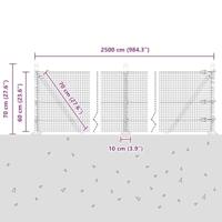 VidaXL Afrasteringspaal zilver 25 x 0,6 m (19 x 19 mm gaas) staal - thumbnail