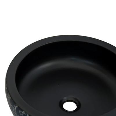 VidaXL Opzetwasbak rond φ41x14 cm keramiek zwart en blauw VidaXL Opzetwasbak rond φ41x14 cm keramiek zwart en blauw