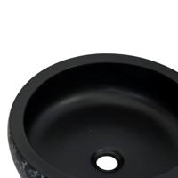 Opzetwasbak rond 41x14 cm keramiek zwart en blauw - thumbnail