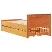 Bedframe zonder matras met hoofdbord hout wasbruin 135x190 cm - thumbnail