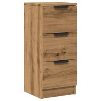 Dressoir 30x30x70 cm bewerkt hout artisanaal eikenkleur - thumbnail