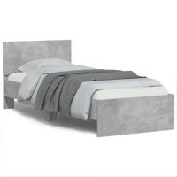 Bedframe met hoofdbord en LED-verlichting betongrijs 90x200 cm - thumbnail