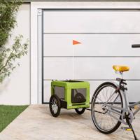 VidaXL Hondenfietstrailer oxford stof en ijzer groen en zwart - thumbnail