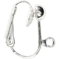 Creativ Company Clip-on oorbellen, l: 16,5 mm, b: 1,5 mm, gatgrootte 1,6 mm, verzilverd, 40 stuk/ 1 doos - thumbnail
