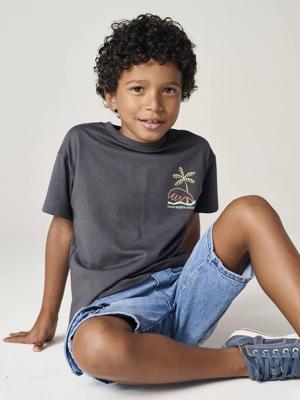 Jongensshirt met motief op de voor- en achterkant antraciet