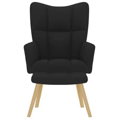 Relaxstoel met voetenbank stof zwart