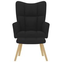 Relaxstoel met voetenbank stof zwart - thumbnail