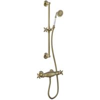 Douchekraan Tres Clasic Thermostatisch Set Incl. Glijstang en Handdouche Verouderd Messing Tres - thumbnail