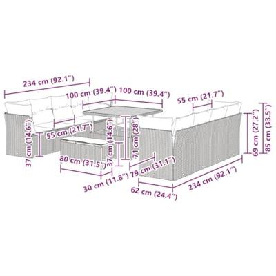 Tuinbankenset 11 pcs Beige poly rattan