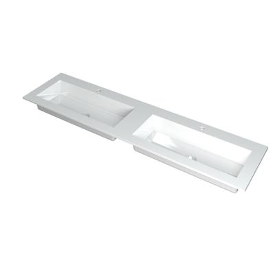 INK Kraft Wastafel Dubbele Bak met 2 Kraangaten - 1800x450x10 mm - Glans Wit