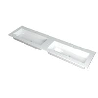 INK Kraft Wastafel Dubbele Bak met 2 Kraangaten - 1800x450x10 mm - Glans Wit - thumbnail