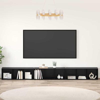 TV-kast 3 pcs Zwart eiken 37 x 35 x 107,5 cm Gelamineerd hout