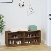 VidaXL Schoenenkast 110x34x45 cm massief grenenhout honingbruin - thumbnail