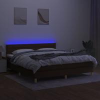 Boxspring met matras en LED stof donkerbruin 180x200 cm - thumbnail