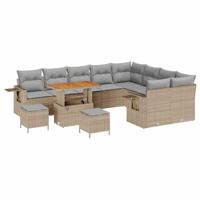 Tuinbankenset 12 pcs Beige poly rattan - thumbnail