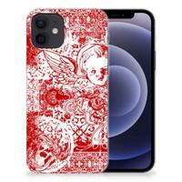 Silicone Back Case iPhone 12 | 12 Pro (6.1") Angel Skull Rood - thumbnail