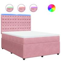 Boxspring met matras fluweel roze 140x190 cm - thumbnail