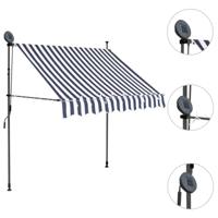Luifel handmatig uittrekbaar met LED 150 cm blauw en wit - thumbnail