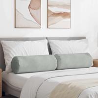 VidaXL Bolster kussens 2 stuks lichtgrijs ø 25 x 70 cm cordstof - thumbnail