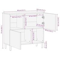 Dressoir 80x33,5x75 cm massief ruw mangohout - thumbnail