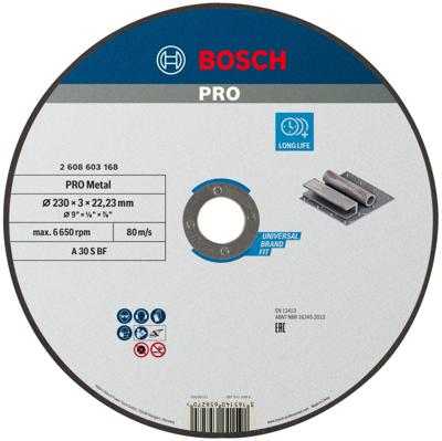 Bosch Accessoires Doorslijpschijf recht Standard for Metal A 30 S BF, 230 mm, 22,23 mm, 3,0 mm 1 stuks - 2608603168