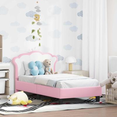 Peuterbedframe met hoofdbord met hoofdeinde Roze 70 x 140 cm PU Peuterbedframe met hoofdbord met hoofdeinde Roze 70 x 140 cm PU