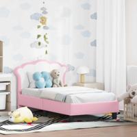 Peuterbedframe met hoofdbord met hoofdeinde Roze 70 x 140 cm PU - thumbnail