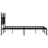 Bedframe met hoofdbord metaal zwart 140x190 cm - thumbnail