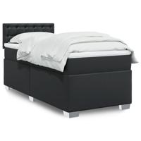 Boxspring met matras kunstleer zwart 120x190 cm - thumbnail