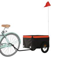 VidaXL Fietstrailer 30 kg ijzer zwart en oranje - thumbnail