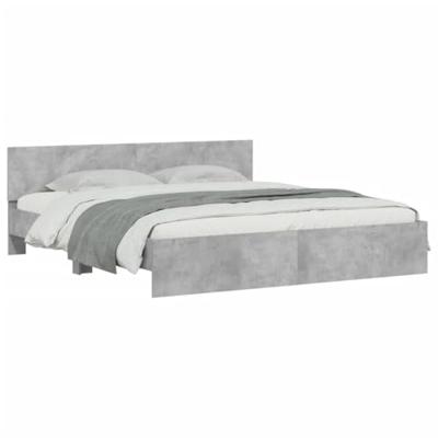 Bedframe met hoofdeinde betongrijs 160x200 cm