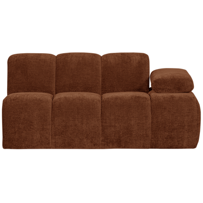 Woood Mojo 1,5-zits bank arm rechts ribstof Roestbruin