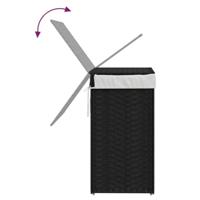 VidaXL Wasmand met deksel 46x33x60 cm poly rattan zwart - thumbnail
