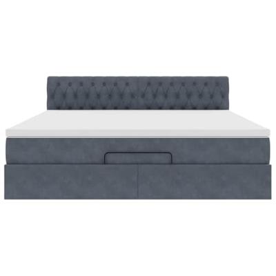 Ottoman bed met matras en LED's 180x200cm fluweel donkergrijs