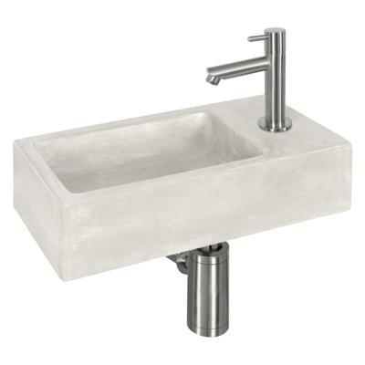 Fonteinset Differnz Ravo Beton 38.5x18.5x9 cm Licht Grijs Met Rechte Mat Chroom Differnz Fonteinset Differnz Ravo Beton 38.5x18.5x9 cm Licht Grijs Met Rechte Mat Chroom Differnz