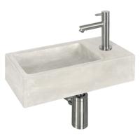 Fonteinset Differnz Ravo Beton 38.5x18.5x9 cm Licht Grijs Met Rechte Mat Chroom - thumbnail