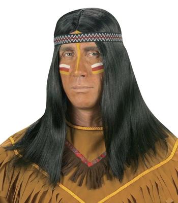 Pruik Indiaan met hoofdband