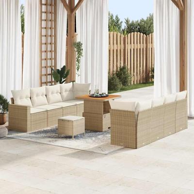 Tuinbankenset 11 pcs Beige poly rattan