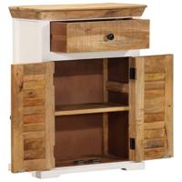 Dressoir 55x30x73 cm massief ruw mangohout wit en bruin - thumbnail