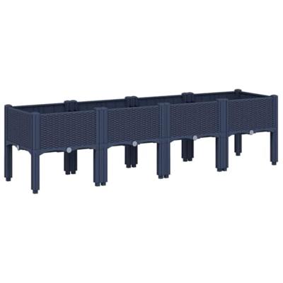 VidaXL Plantenbak met poten 160x40x42 cm polypropeen blauwgrijs