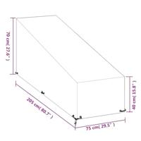 Ligbedhoes met 12 oogjes 205x75x40/70 cm polyetheen - thumbnail