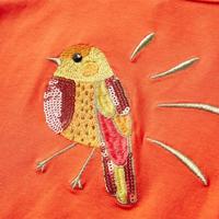 Kindershirt met lange mouwen vogelprint 116 donkeroranje - thumbnail
